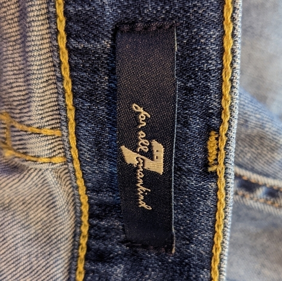 7 For All Mankind High Rise Raw Hem Boot Cut Jeans Sz 28 - Picture 8 of 13